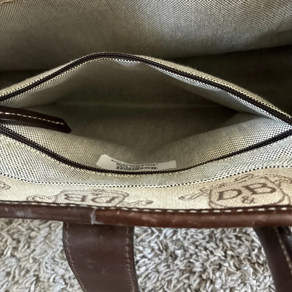 DOONEY & BOURKE Signature Beige Canvas Leather LRG Double Handle Tote Buckle
